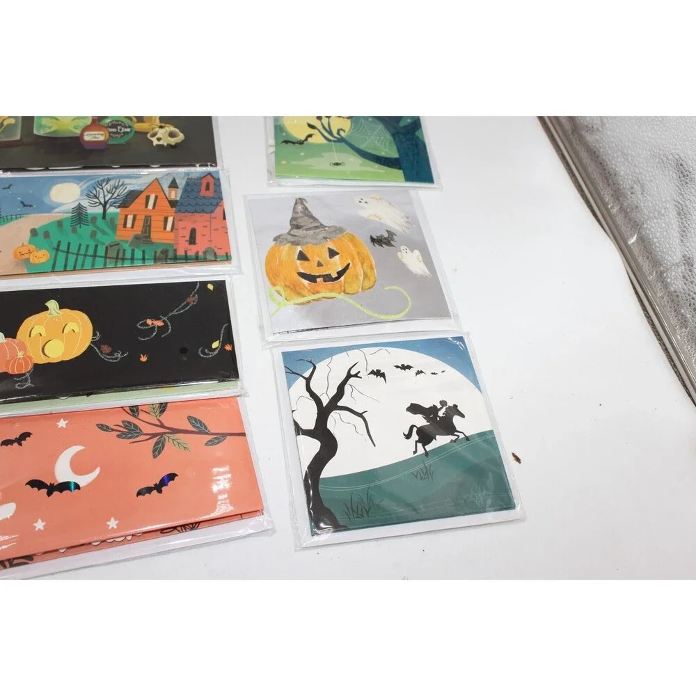 Lot of 62 Total Halloween Panoramic Pop Up Greeting Cards/Regular/Treat Bags NEW